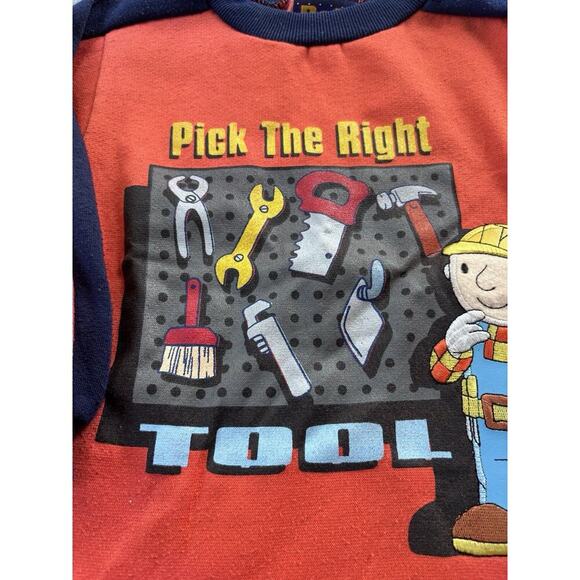 Vintage Y2K Bob The Builder Shirt Fleece PBS Kids Sz 4 Toddler Orange Tools - Picture 4 of 8